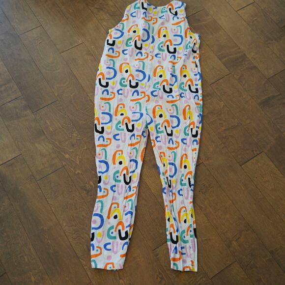 Miss‎ PomPom Straight Leg Sleeveless Sunny Day Jumpsuit Multi Womens Size Medium - Picture 3 of 9
